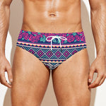 Native Tribal Ethnic Rose Pattern Print Men's Swim Briefs
