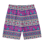 Native Tribal Ethnic Rose Pattern Print Men's Swim Trunks