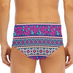 Native Tribal Ethnic Rose Pattern Print Men's Triangle Swim Briefs