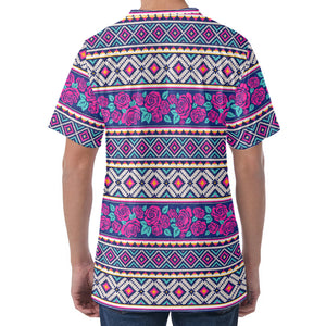 Native Tribal Ethnic Rose Pattern Print Men's Velvet T-Shirt