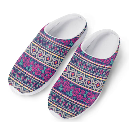 Native Tribal Ethnic Rose Pattern Print Mesh Casual Shoes