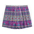 Native Tribal Ethnic Rose Pattern Print Mesh Shorts