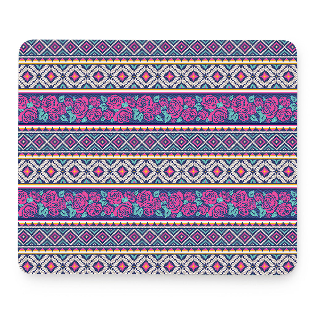 Native Tribal Ethnic Rose Pattern Print Mouse Pad