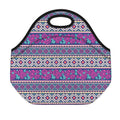 Native Tribal Ethnic Rose Pattern Print Neoprene Lunch Bag