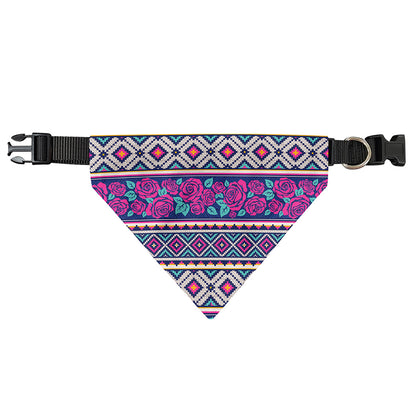 Native Tribal Ethnic Rose Pattern Print Over The Collar Dog Bandana