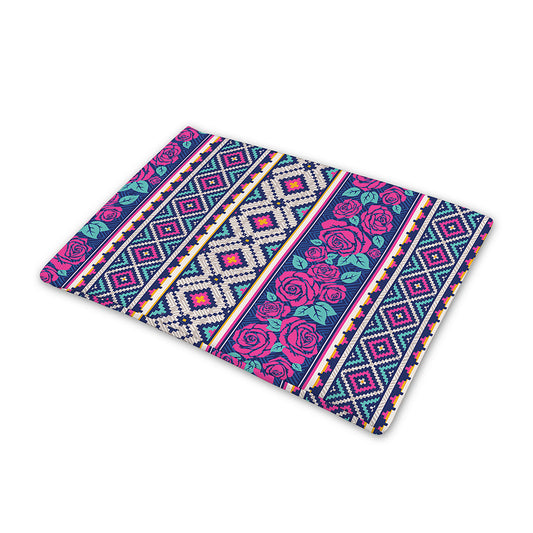 Native Tribal Ethnic Rose Pattern Print Pet Cooling Mat Cover