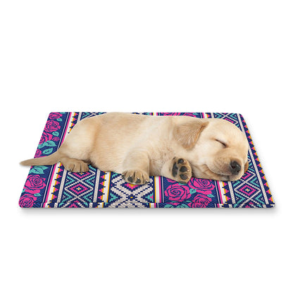 Native Tribal Ethnic Rose Pattern Print Pet Cooling Mat Cover