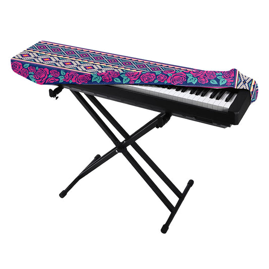 Native Tribal Ethnic Rose Pattern Print Piano Keyboard Cover