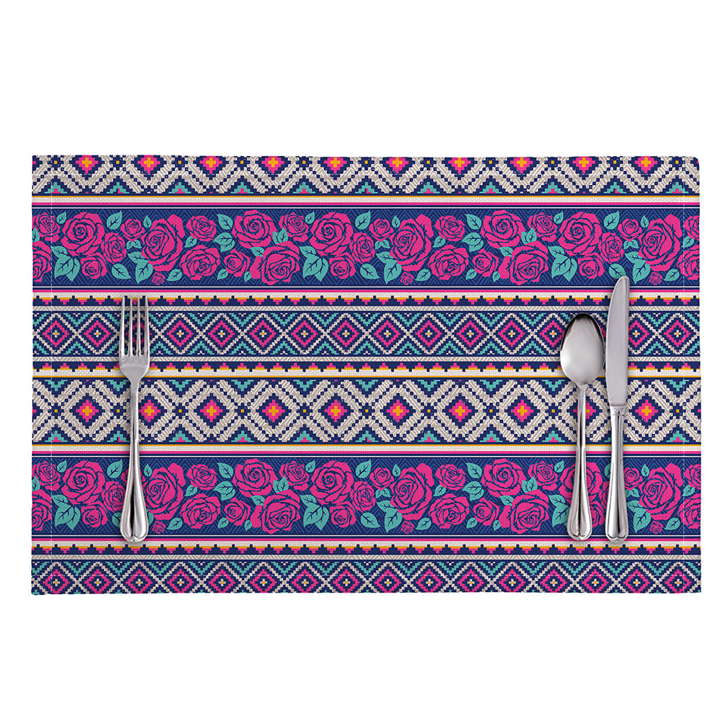 Native Tribal Ethnic Rose Pattern Print Placemat