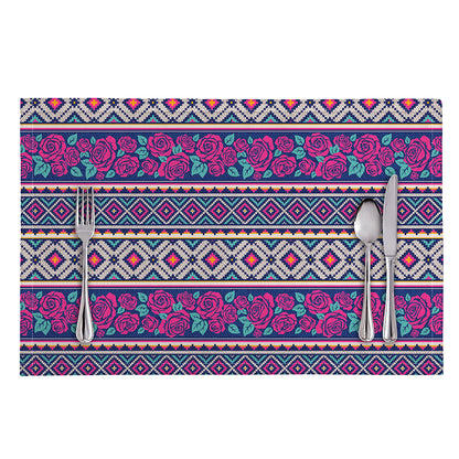Native Tribal Ethnic Rose Pattern Print Placemat