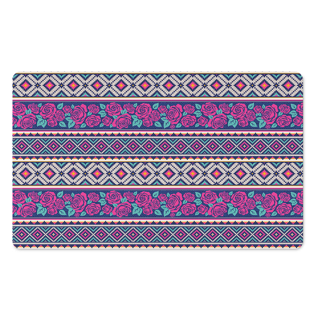 Native Tribal Ethnic Rose Pattern Print Polyester Doormat