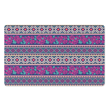Native Tribal Ethnic Rose Pattern Print Polyester Doormat
