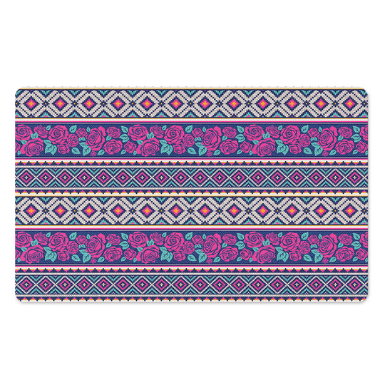 Native Tribal Ethnic Rose Pattern Print Polyester Doormat