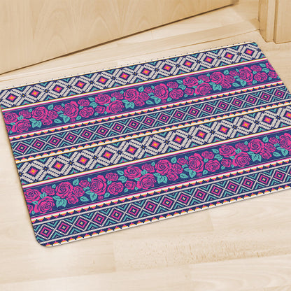 Native Tribal Ethnic Rose Pattern Print Polyester Doormat