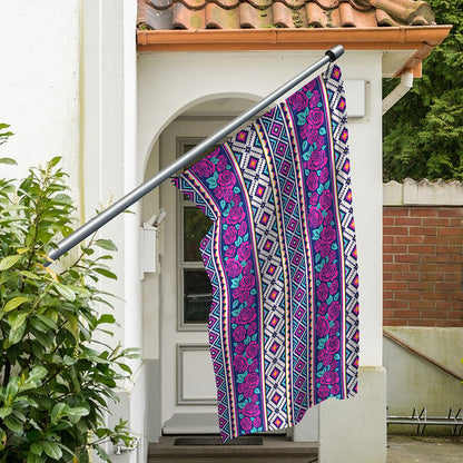 Native Tribal Ethnic Rose Pattern Print Polyester Flag