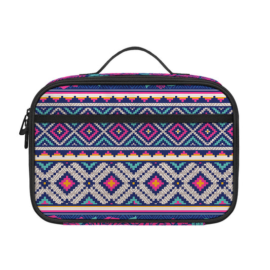 Native Tribal Ethnic Rose Pattern Print Portable Lunch Bag
