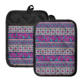 Native Tribal Ethnic Rose Pattern Print Pot Holders With Pocket
