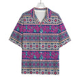 Native Tribal Ethnic Rose Pattern Print Rayon Hawaiian Shirt