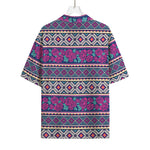 Native Tribal Ethnic Rose Pattern Print Rayon Hawaiian Shirt