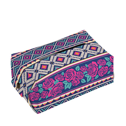 Native Tribal Ethnic Rose Pattern Print Rectangle Tissue Box Cover