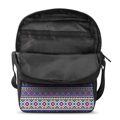 Native Tribal Ethnic Rose Pattern Print Rectangular Crossbody Bag