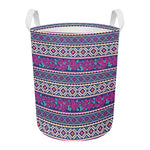 Native Tribal Ethnic Rose Pattern Print Round Laundry Basket