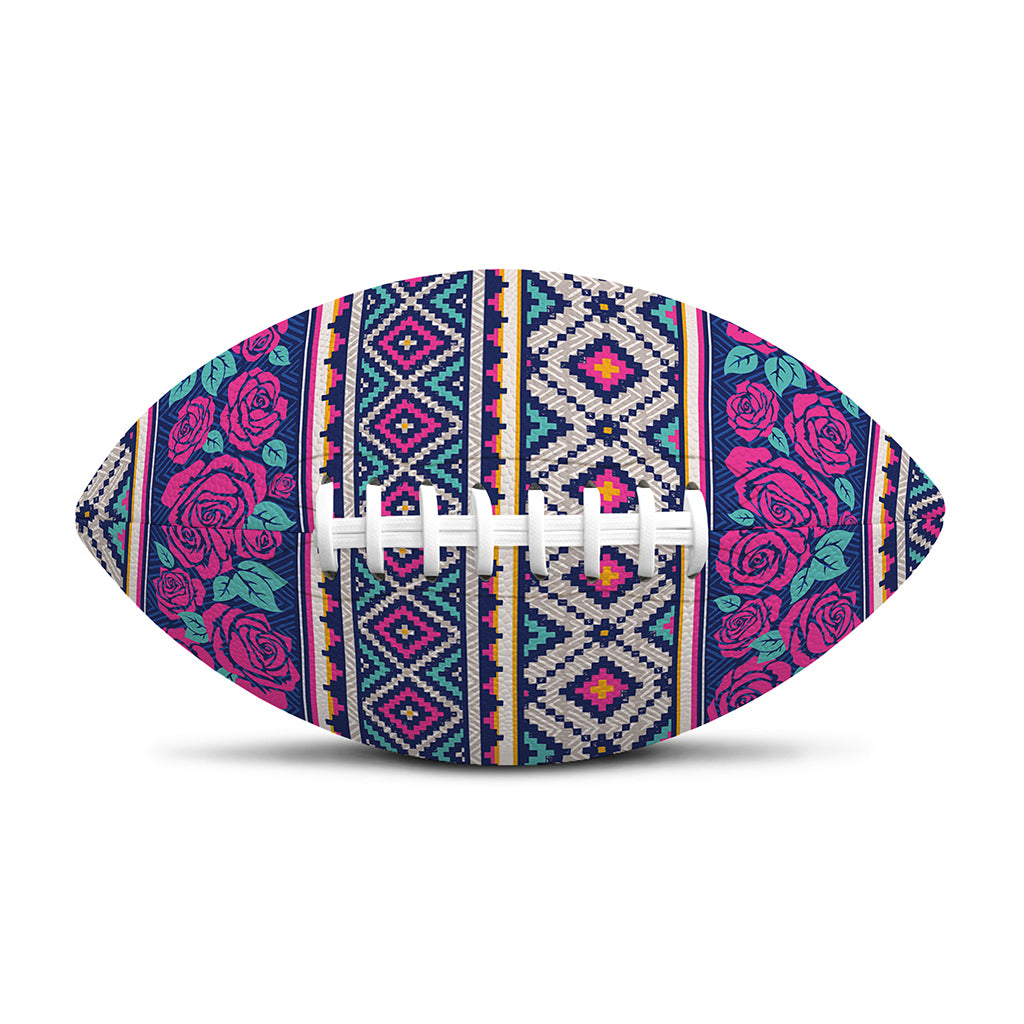 Native Tribal Ethnic Rose Pattern Print Rugby Ball