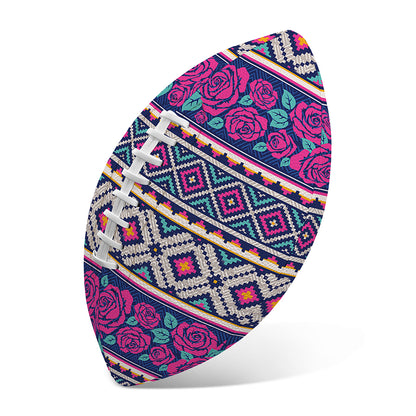 Native Tribal Ethnic Rose Pattern Print Rugby Ball