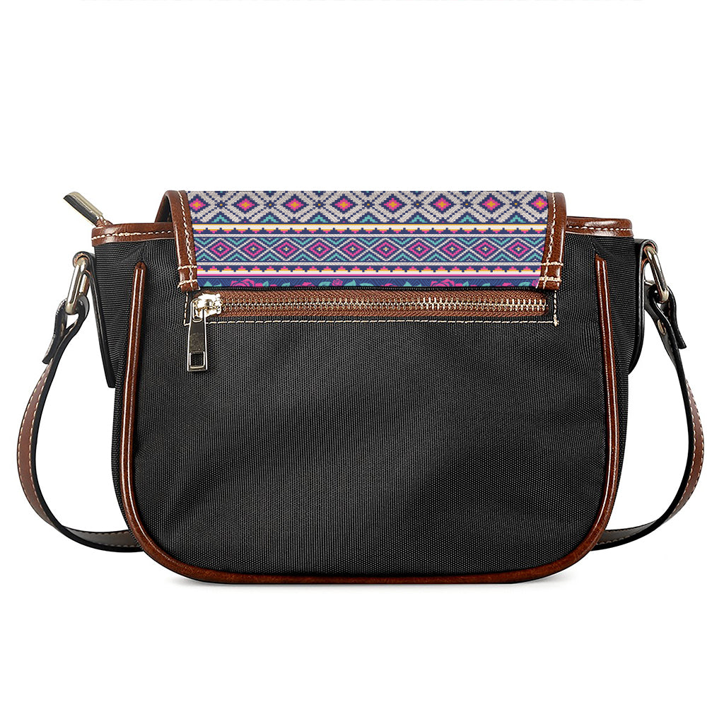 Native Tribal Ethnic Rose Pattern Print Saddle Bag