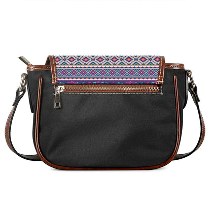 Native Tribal Ethnic Rose Pattern Print Saddle Bag