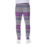 Native Tribal Ethnic Rose Pattern Print Scuba Joggers