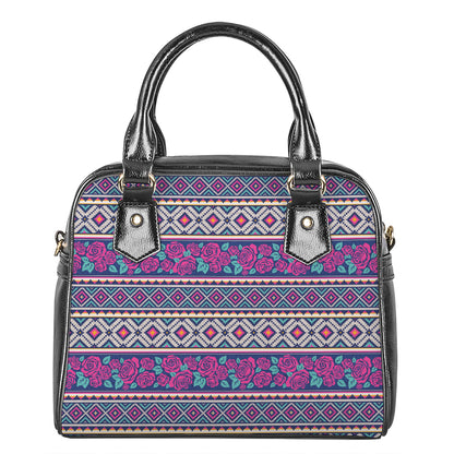 Native Tribal Ethnic Rose Pattern Print Shoulder Handbag
