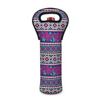 Native Tribal Ethnic Rose Pattern Print Single Neoprene Wine Tote