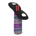 Native Tribal Ethnic Rose Pattern Print Single Neoprene Wine Tote
