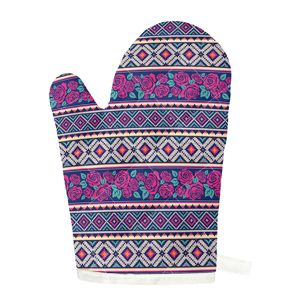 Native Tribal Ethnic Rose Pattern Print Single Oven Mitt
