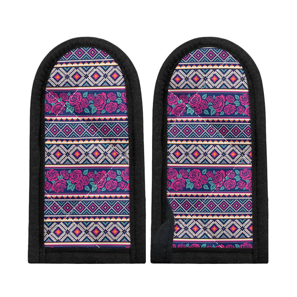 Native Tribal Ethnic Rose Pattern Print Skillet Handle Cover