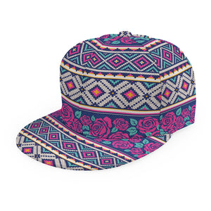 Native Tribal Ethnic Rose Pattern Print Snapback Cap