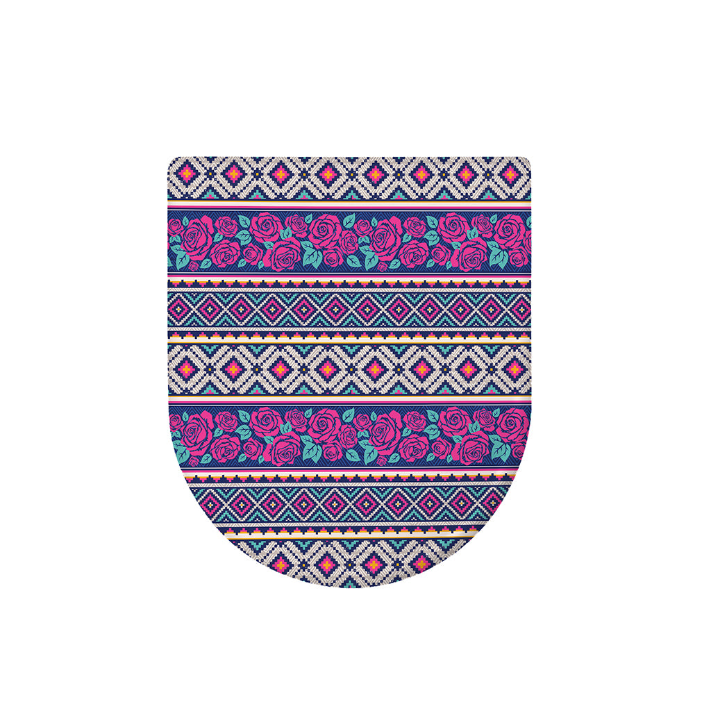 Native Tribal Ethnic Rose Pattern Print Toilet Lid Cover