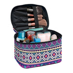 Native Tribal Ethnic Rose Pattern Print Travel Makeup Bag
