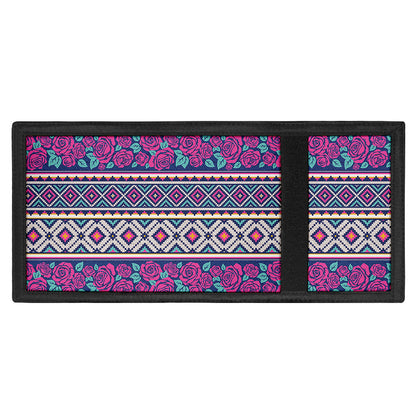 Native Tribal Ethnic Rose Pattern Print Trifold Wallet