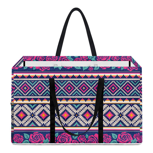 Native Tribal Ethnic Rose Pattern Print Utility Tote Bag