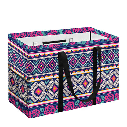 Native Tribal Ethnic Rose Pattern Print Utility Tote Bag