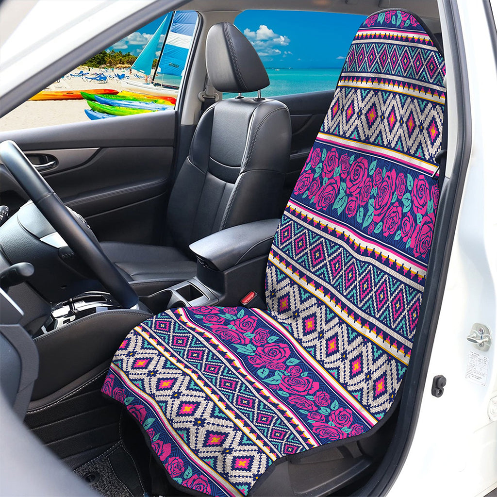 Native Tribal Ethnic Rose Pattern Print Waterproof Car Seat Cover