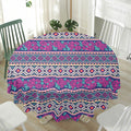 Native Tribal Ethnic Rose Pattern Print Waterproof Round Tablecloth