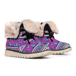 Native Tribal Ethnic Rose Pattern Print Winter Boots