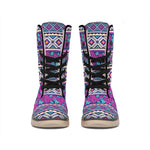 Native Tribal Ethnic Rose Pattern Print Winter Boots