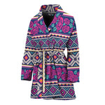 Native Tribal Ethnic Rose Pattern Print Women's Bathrobe