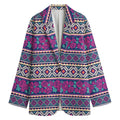 Native Tribal Ethnic Rose Pattern Print Women's Cotton Blazer