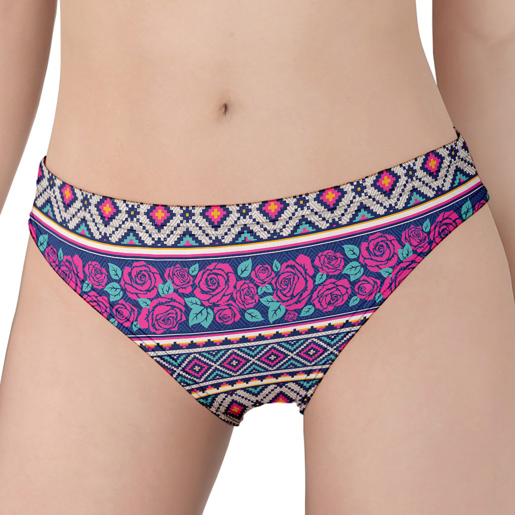 Native Tribal Ethnic Rose Pattern Print Women's Panties