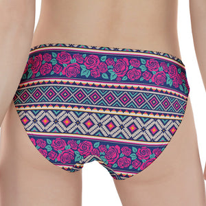 Native Tribal Ethnic Rose Pattern Print Women's Panties